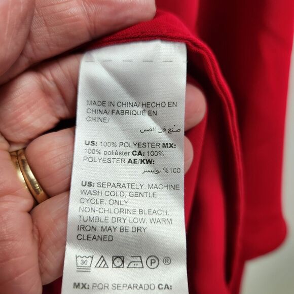 Chicos Womens Bell Sleeve Blouse Size M Scoop Neck Red Ruffle Career NWT - Picture 6 of 12